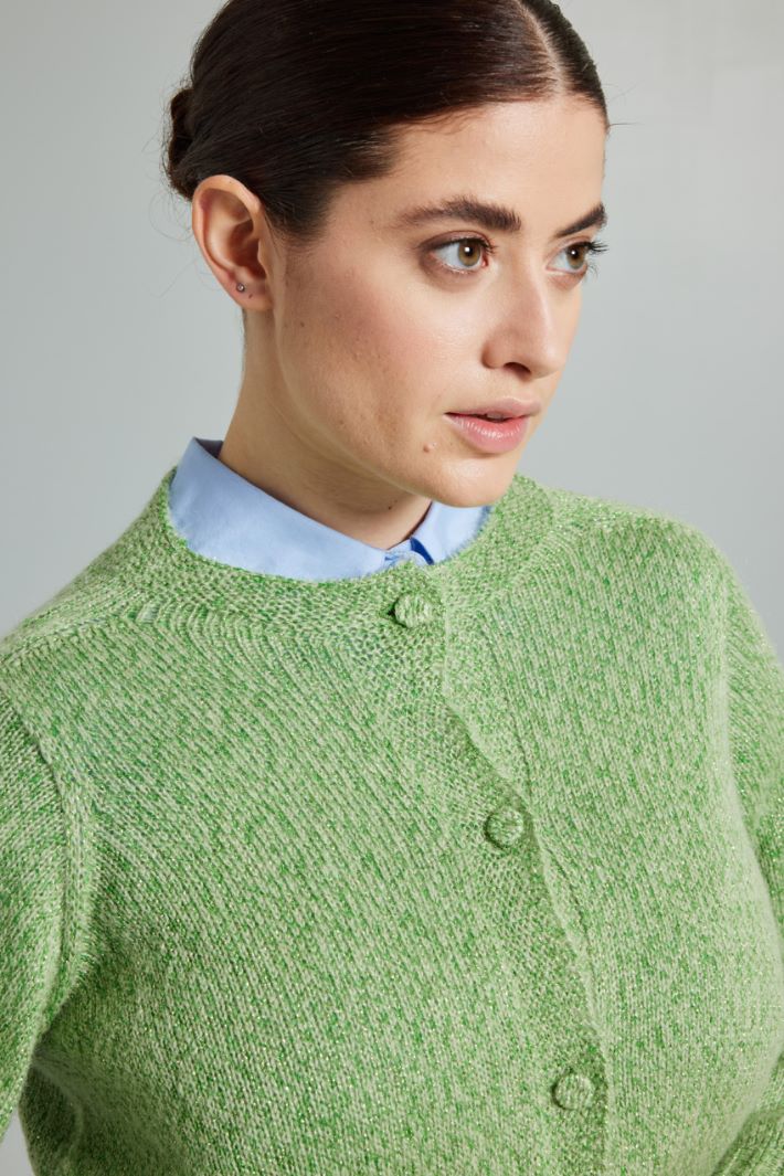 Cardigan in misto mohair lamè - VERDE PISTACCHIO - Fashion Market - 3