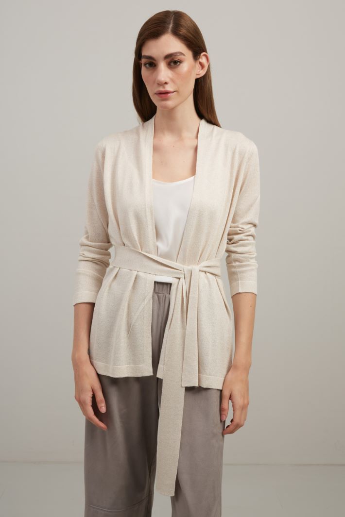 Cardigan con cintura - AVORIO - Fashion Market - 2