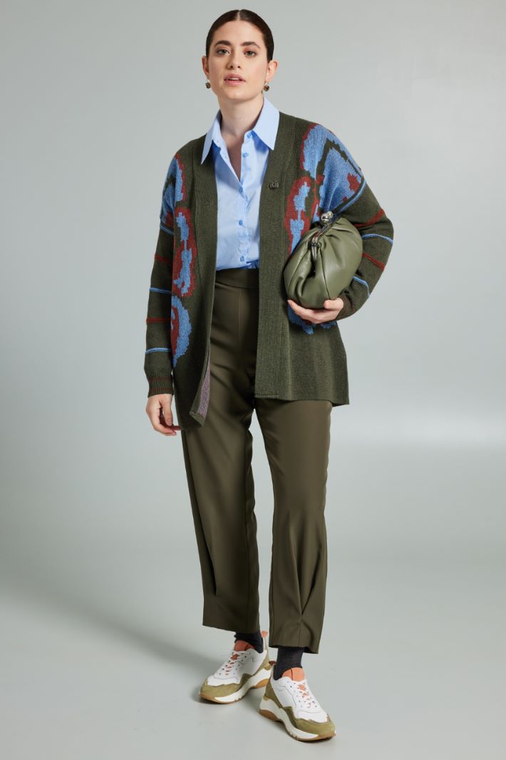 Cardigan in jacquard - VERDE MARRONE AZZURRO - Fashion Market