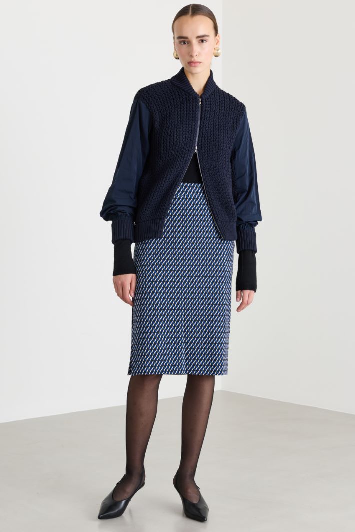 Cardigan modello bomber in cotone - BLU - Fashion Market