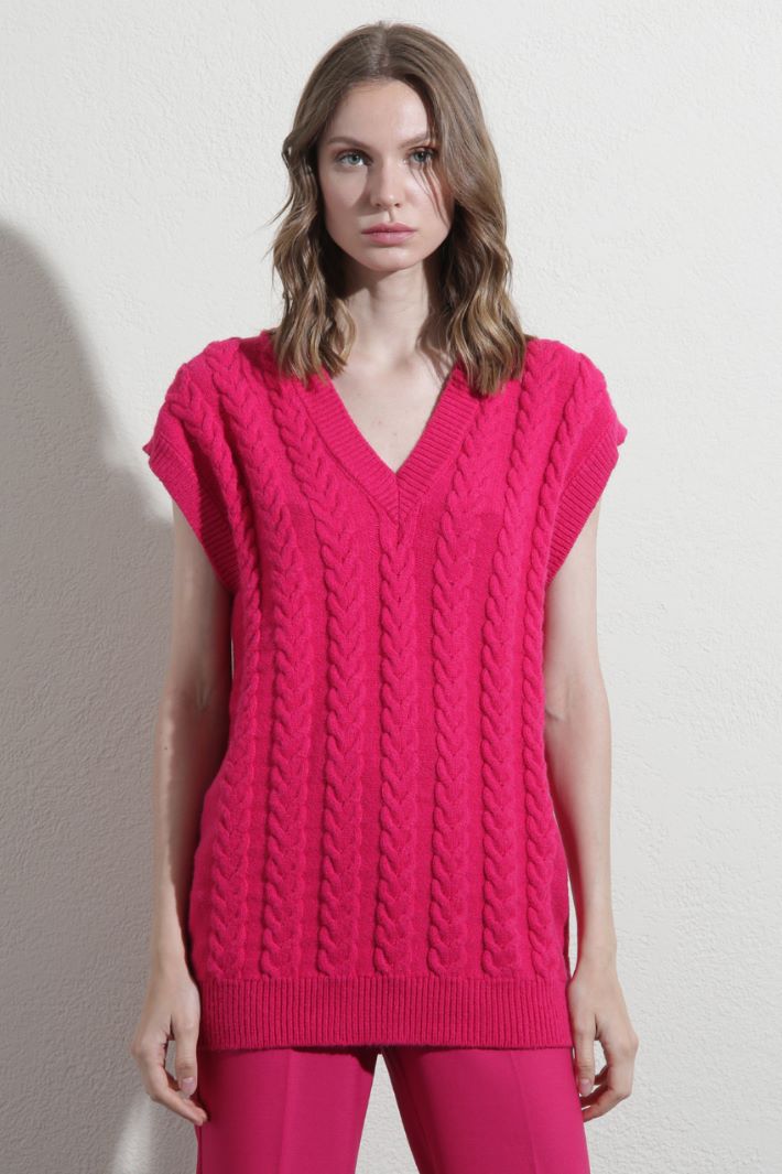 Gilet lungo a trecce - FUXIA - Fashion Market - 4