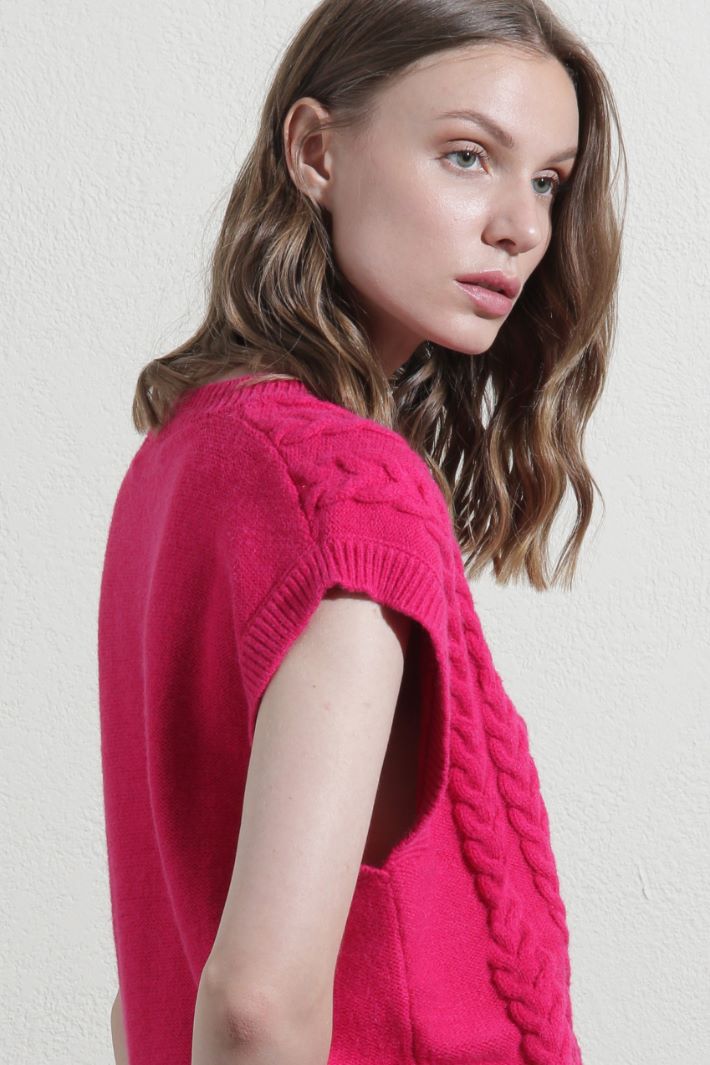 Gilet lungo a trecce - FUXIA - Fashion Market - 3