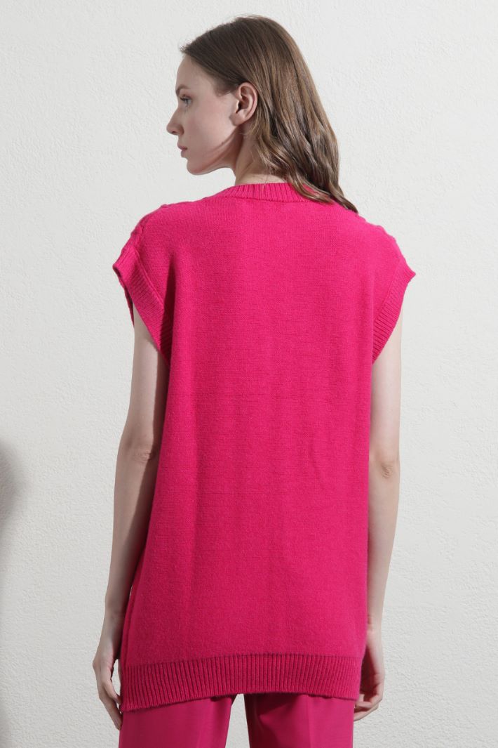 Gilet lungo a trecce - FUXIA - Fashion Market - 2