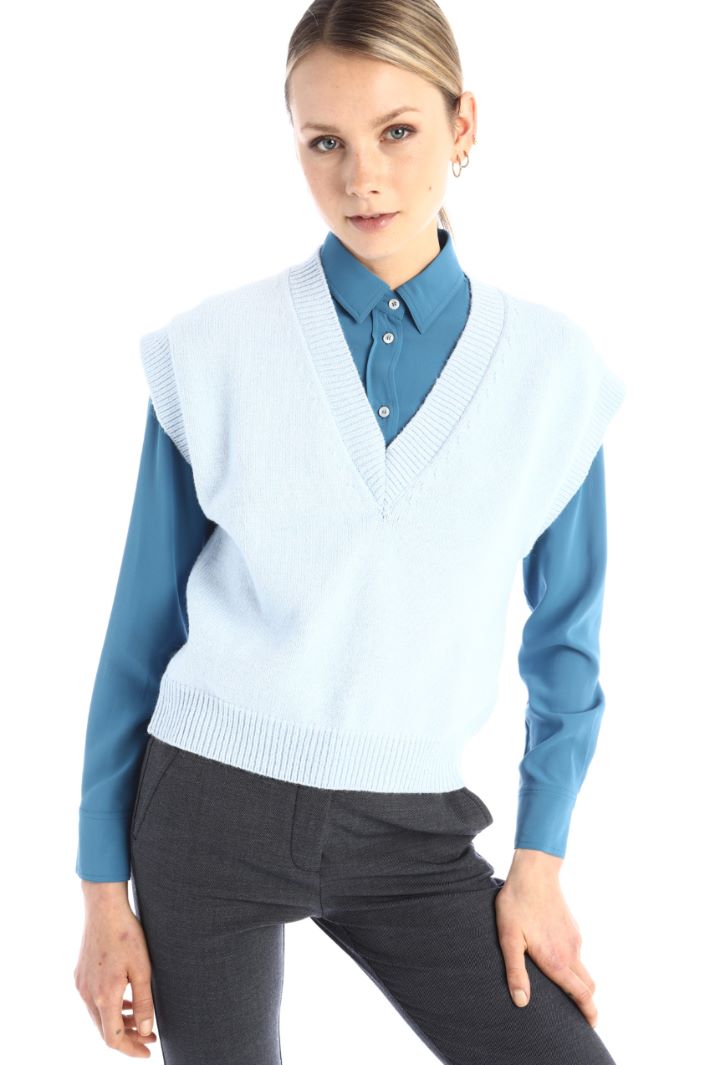 Gilet con scollo a V - CELESTE - Fashion Market - 3
