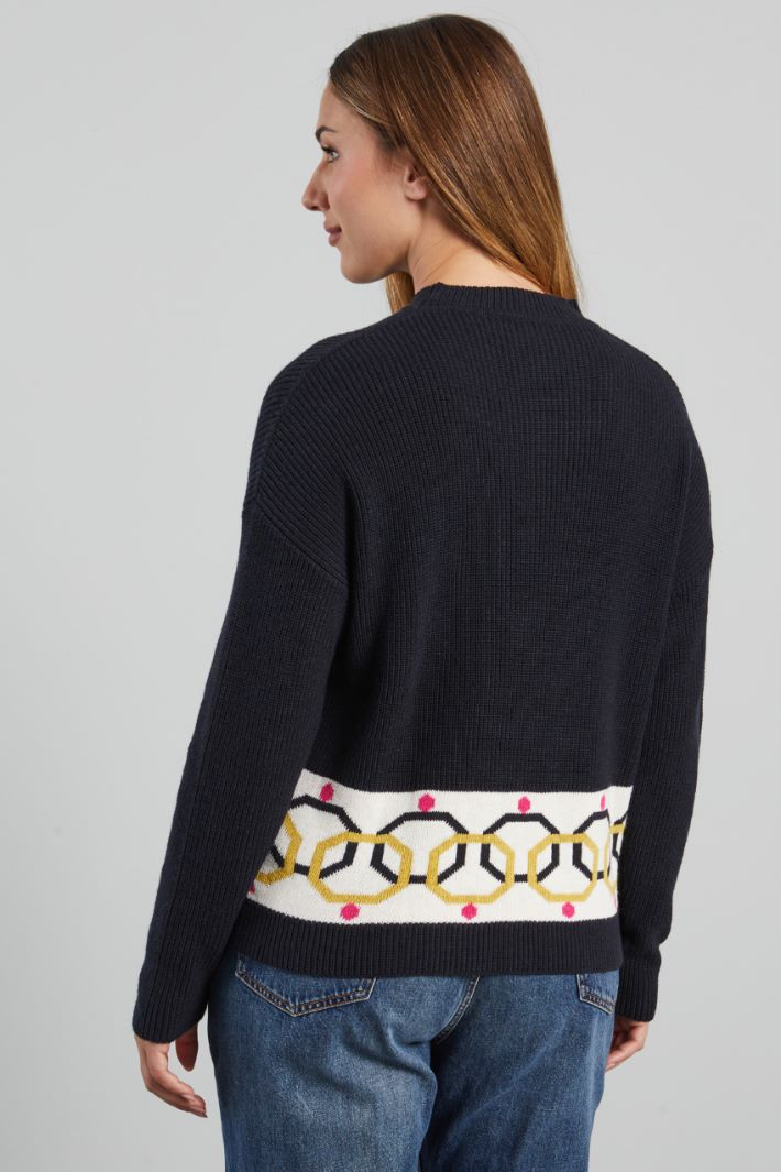 Maglia con motivo jacquard - BLU NOTTE BIANCO - Fashion Market - 4