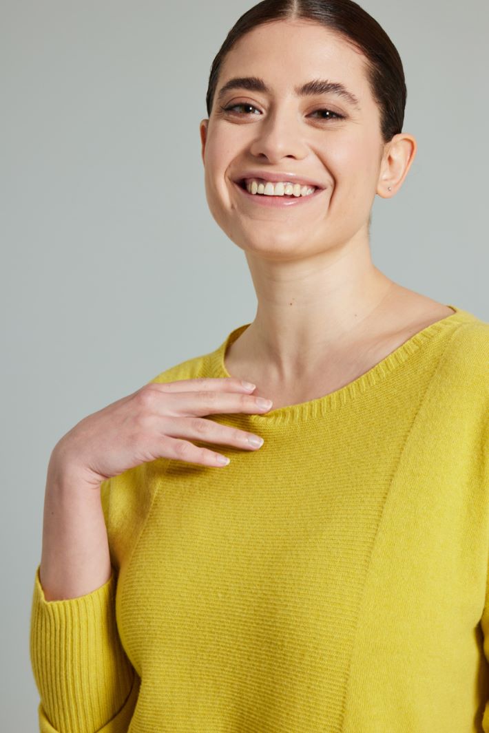 Maglia con micro spacchi - GIALLO SOLE - Fashion Market - 3