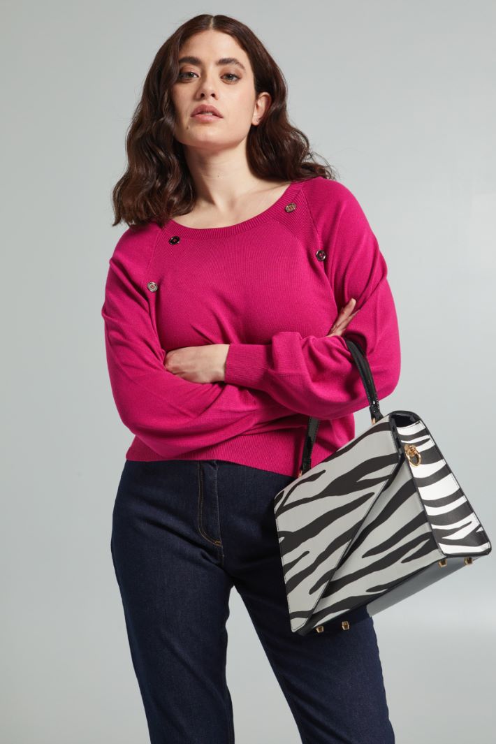 Maglia con bottoni decorativi - FUCSIA - Fashion Market - 2