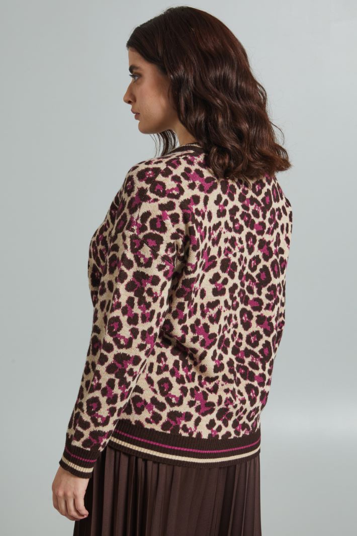 Maglia jacquard - ECRU MARRONE CICLAMINO - Fashion Market - 4