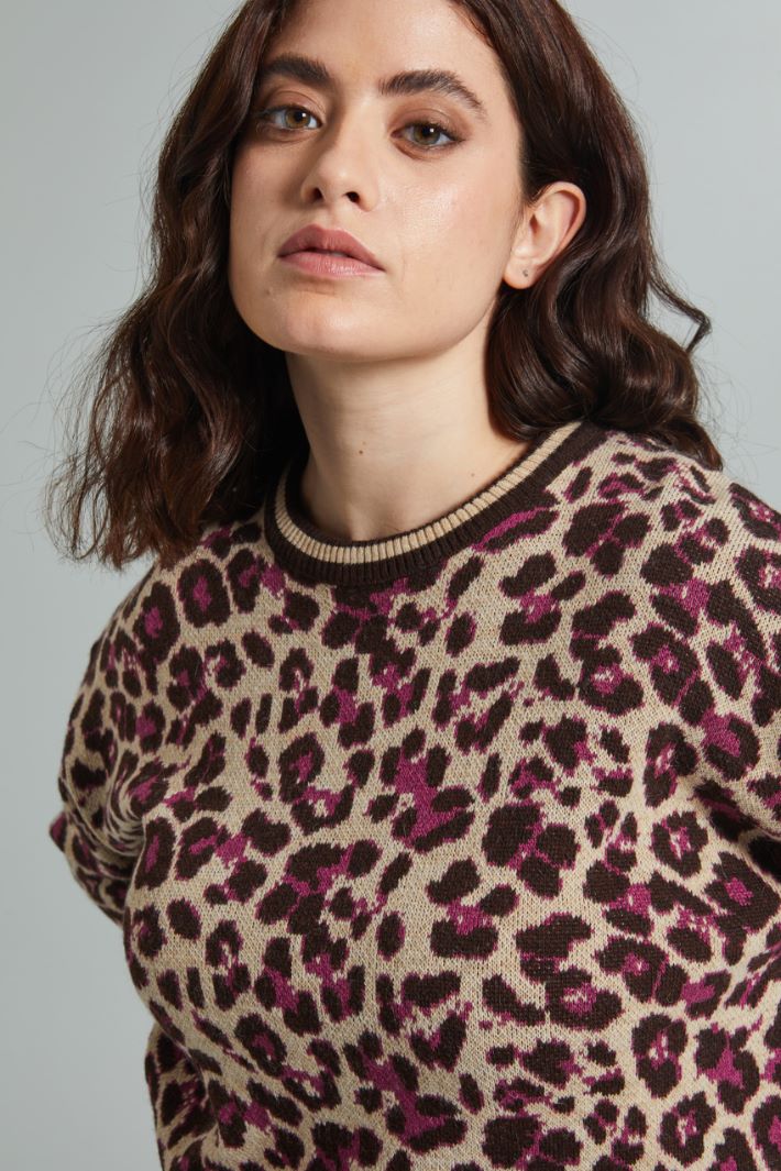Maglia jacquard - ECRU MARRONE CICLAMINO - Fashion Market - 3