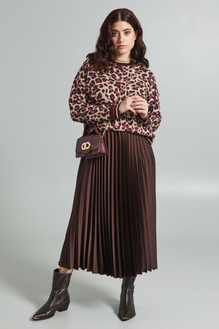 Maglia jacquard - ECRU MARRONE CICLAMINO - Fashion Market