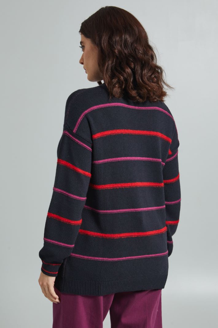 Maglia in jacquard - BLU ROSSO CICLAMINO - Fashion Market - 4