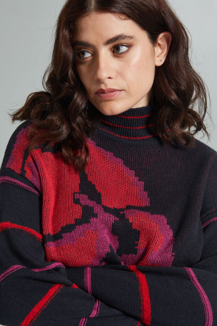 Maglia in jacquard - BLU ROSSO CICLAMINO - Fashion Market - 3
