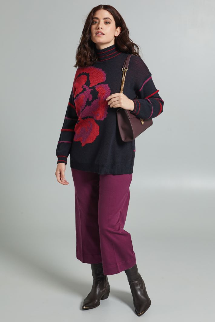 Maglia in jacquard - BLU ROSSO CICLAMINO - Fashion Market