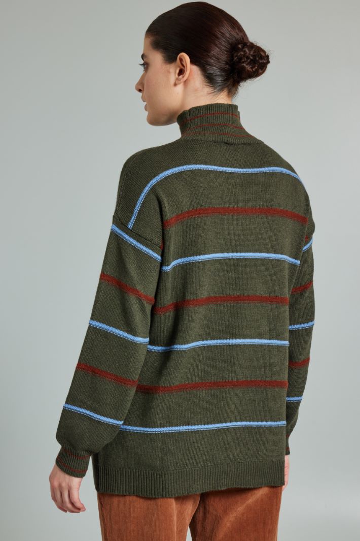 Maglia in jacquard - VERDE MARRONE AZZURRO - Fashion Market - 4
