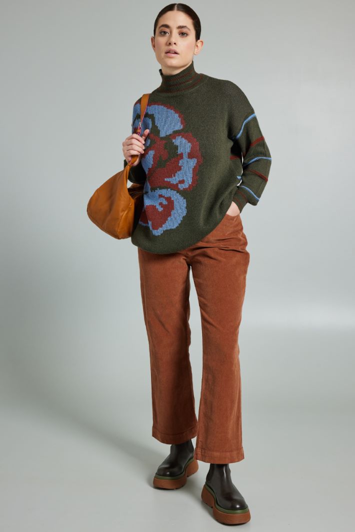Maglia in jacquard - VERDE MARRONE AZZURRO - Fashion Market - 3