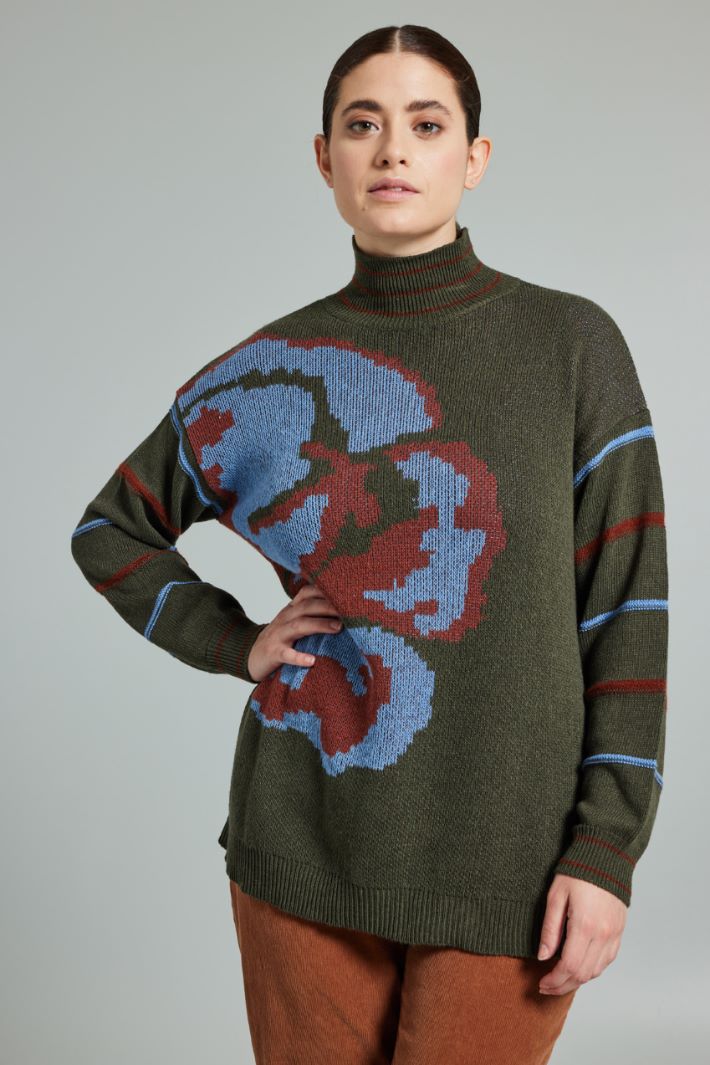 Maglia in jacquard - VERDE MARRONE AZZURRO - Fashion Market