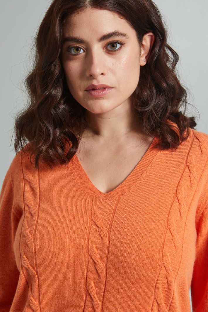 Maglia a trecce in viscosa - ARANCIONE CHIARO - Fashion Market - 3