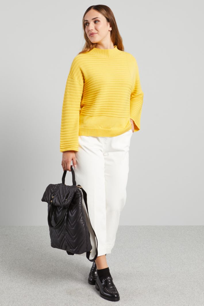 Maglia a coste orizzontali - GIALLO SOLE - Fashion Market