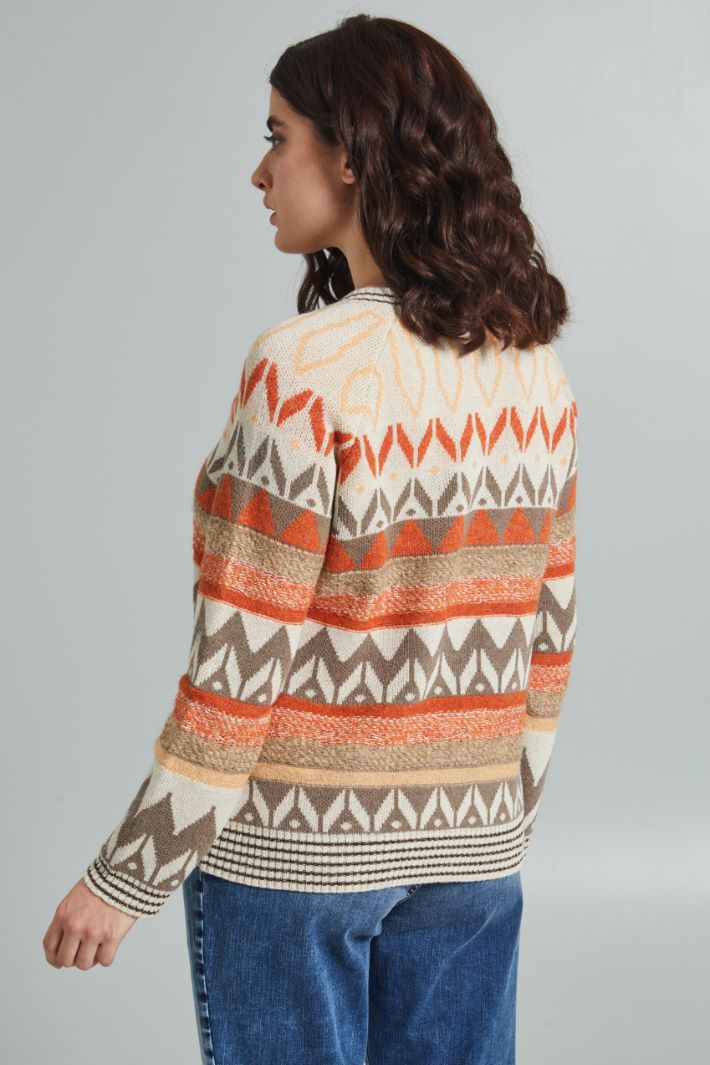 Maglia in jacquard lamè - ARANCIONE BEIGE SABBIA - Fashion Market - 4
