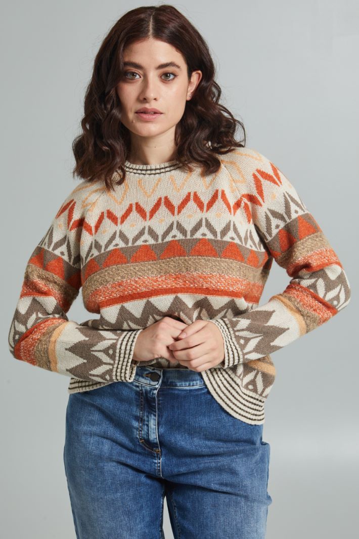 Maglia in jacquard lamè - ARANCIONE BEIGE SABBIA - Fashion Market - 2