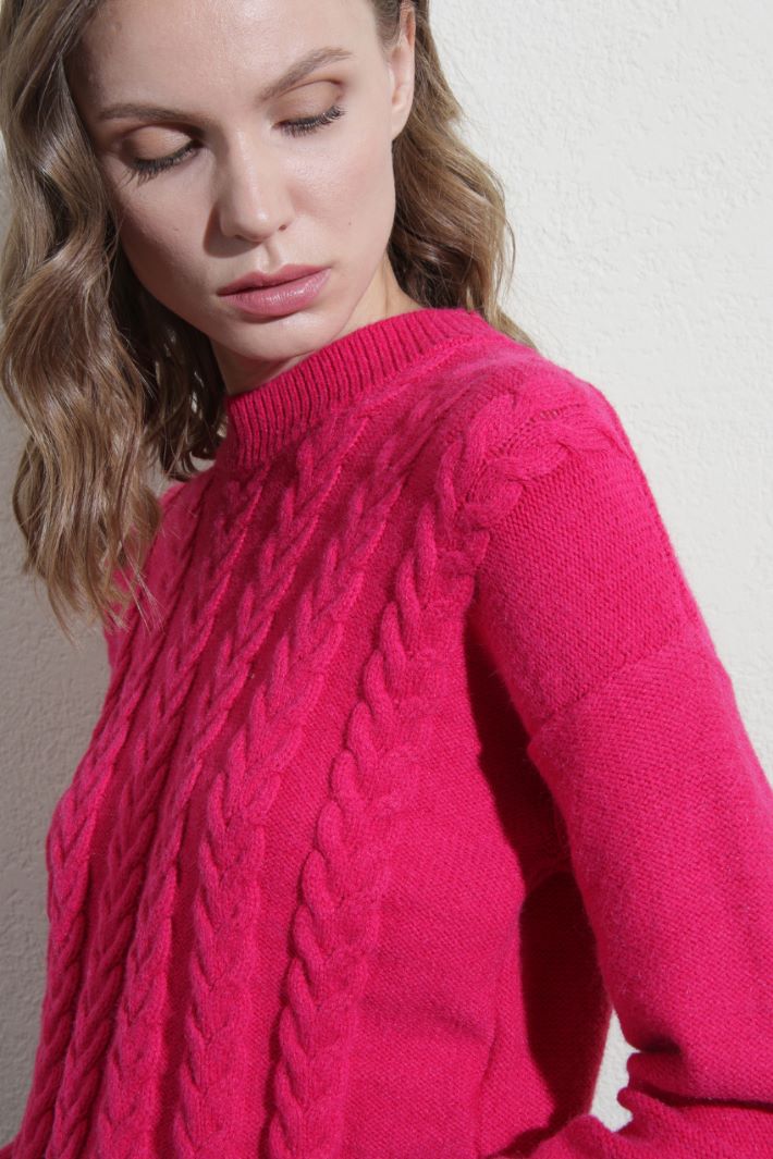 Maglia a trecce  - FUXIA - Fashion Market - 3