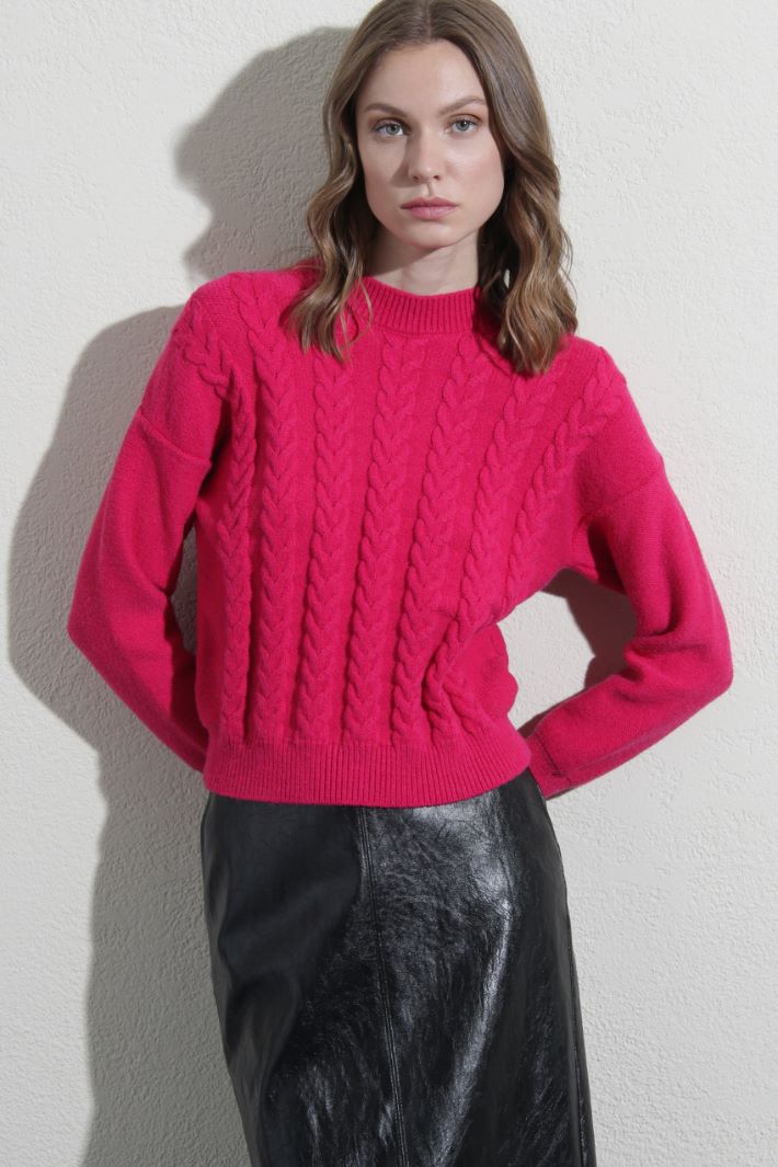 Maglia a trecce  - FUXIA - Fashion Market