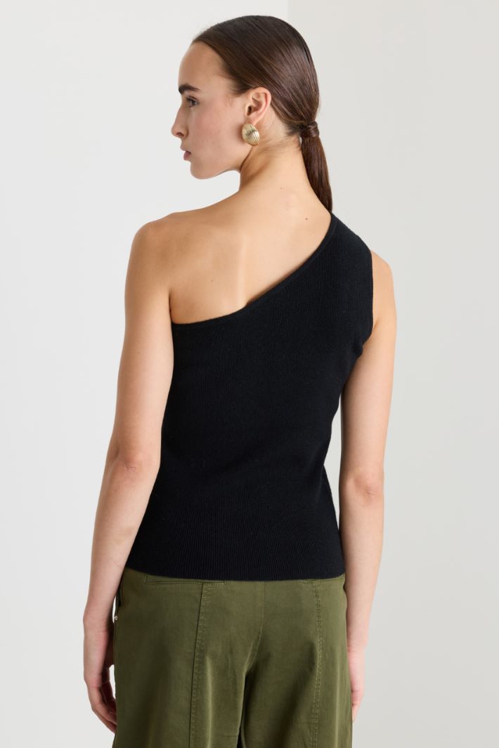 Top monospalla in lana e cashmere - NERO - Fashion Market - 4