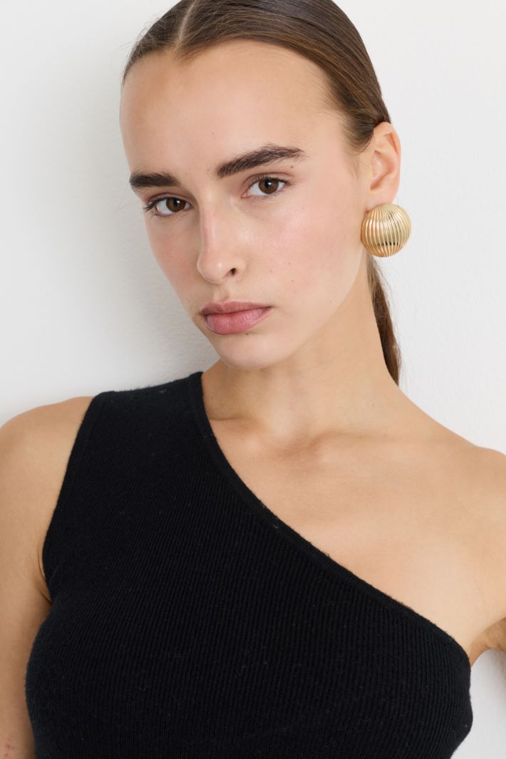 Top monospalla in lana e cashmere - NERO - Fashion Market - 3