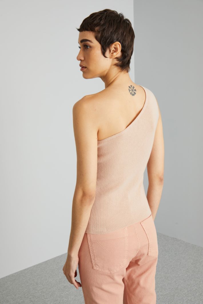 Top monospalla in maglia - ROSA POLVERE - Fashion Market - 4