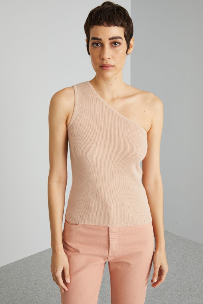 Top monospalla in maglia - ROSA POLVERE - Fashion Market - 2