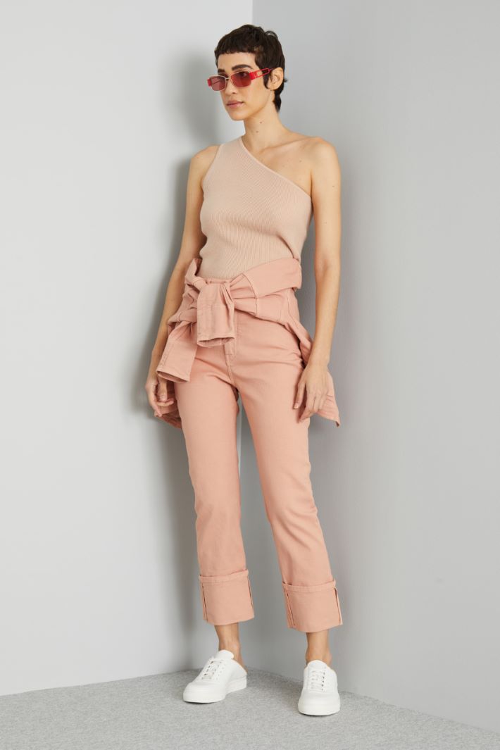 Top monospalla in maglia - ROSA POLVERE - Fashion Market