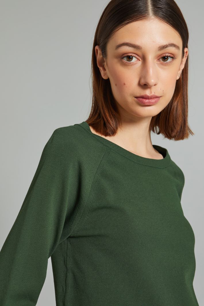 Maglia in filato compatto - VERDE BOSCO - Fashion Market - 3