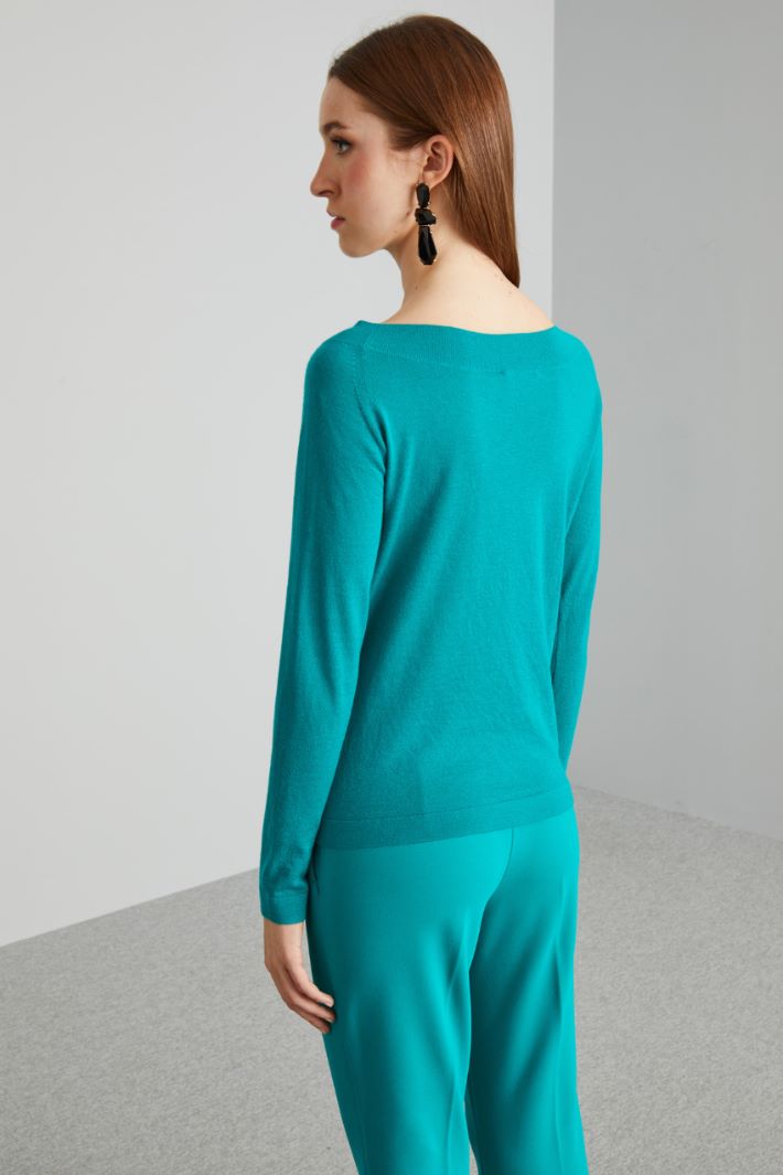Maglia con scollo a barchetta - VERDE ACQUA - Fashion Market - 4