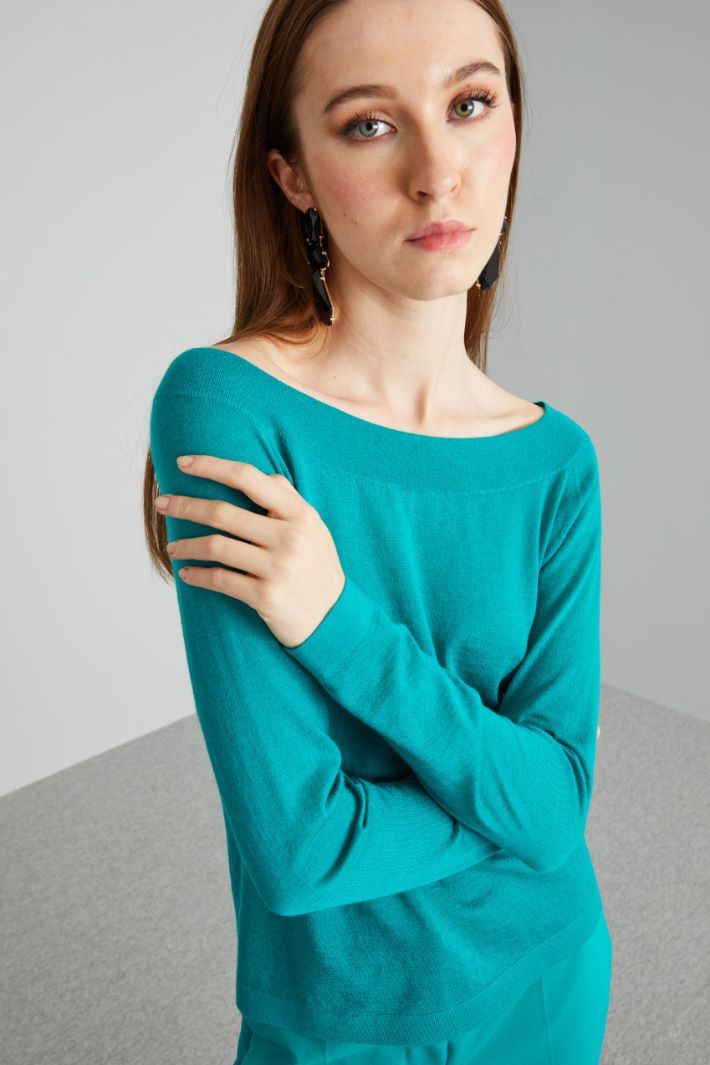 Maglia con scollo a barchetta - VERDE ACQUA - Fashion Market - 3