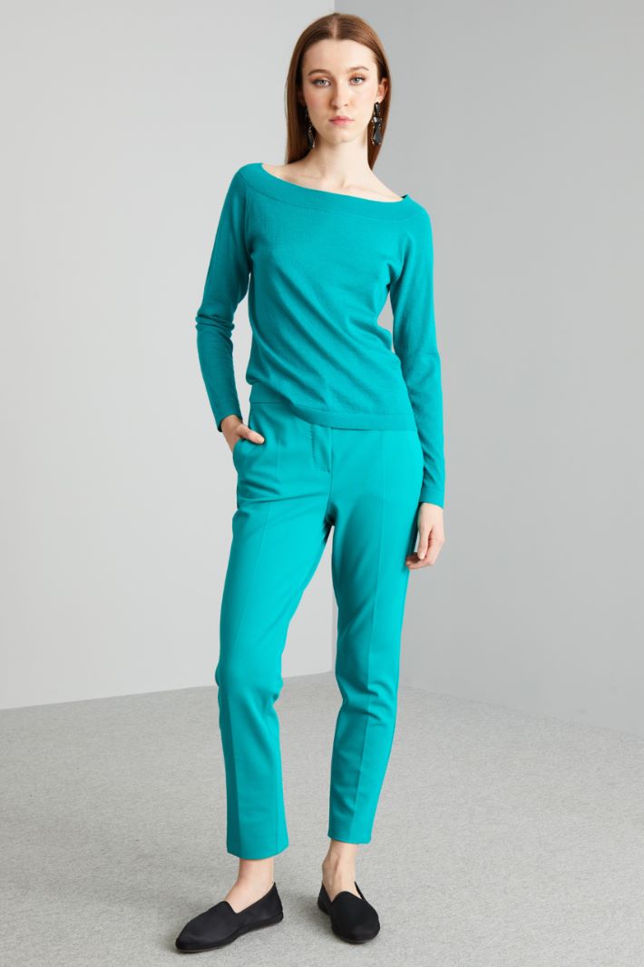 Maglia con scollo a barchetta - VERDE ACQUA - Fashion Market