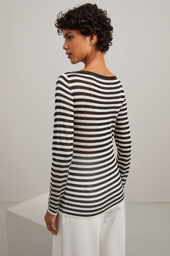 Maglia in viscosa e lamè - NERO BIANCO - Fashion Market - 4
