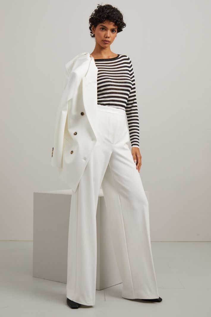 Maglia in viscosa e lamè - NERO BIANCO - Fashion Market