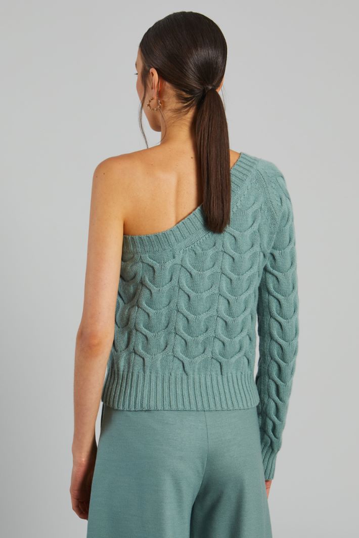 Maglia monospalla a trecce - VERDE ACQUA - Fashion Market - 4