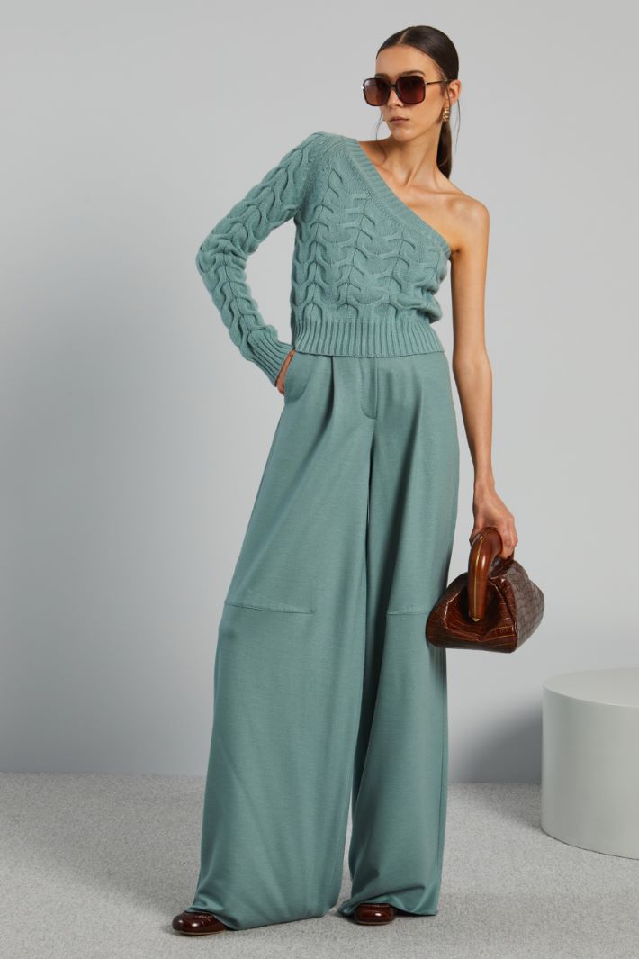 Maglia monospalla a trecce - VERDE ACQUA - Fashion Market