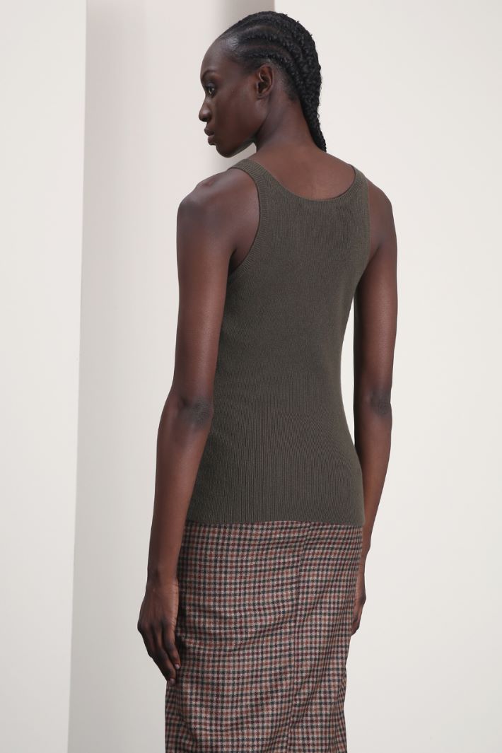 Canotta in lana e cashmere - KAKI - Fashion Market - 4
