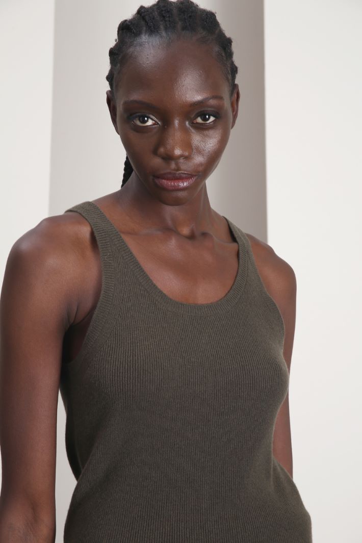 Canotta in lana e cashmere - KAKI - Fashion Market - 3