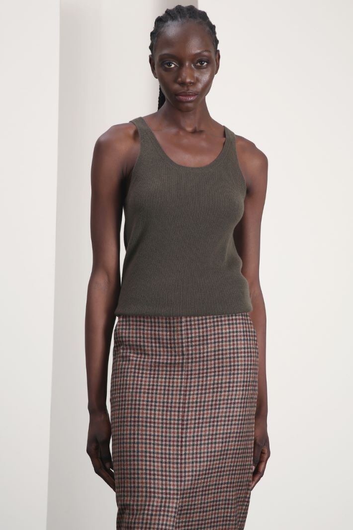 Canotta in lana e cashmere - KAKI - Fashion Market