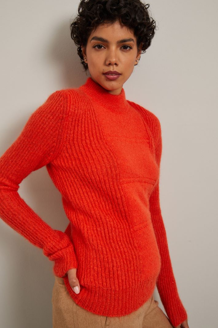 Maglia in filato mohair e lana - ARANCIONE - Fashion Market - 3