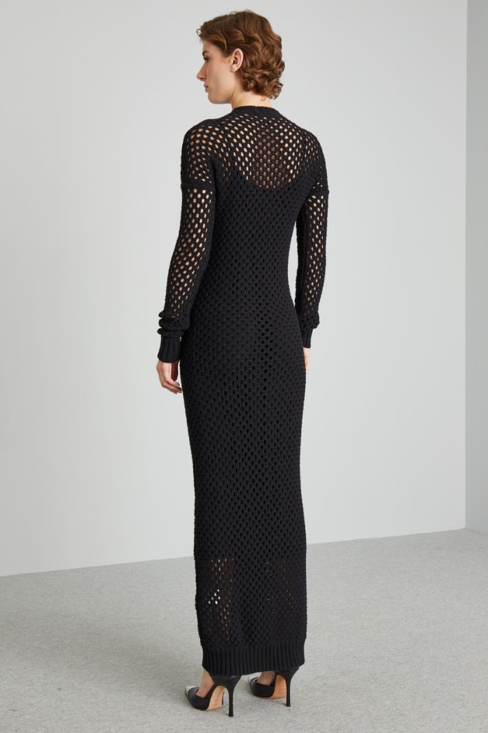 Abito con maniche traforate - NERO - Fashion Market - 4
