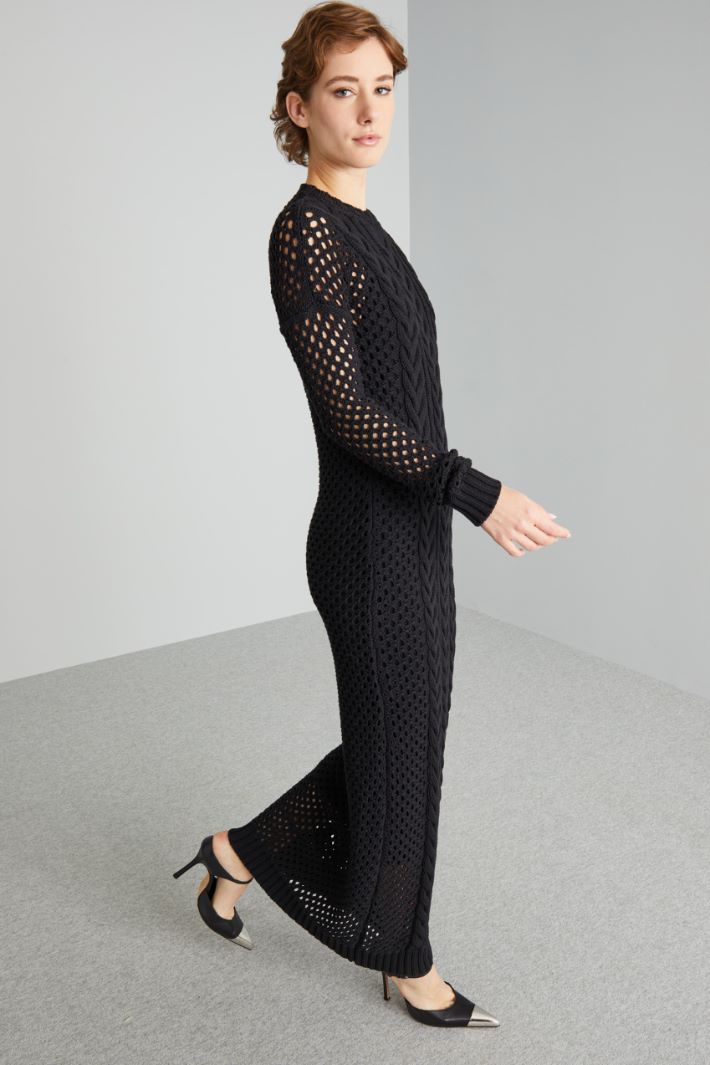 Abito con maniche traforate - NERO - Fashion Market - 2
