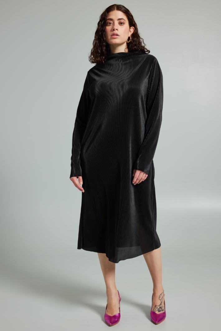 Abito in jersey plissé - NERO - Fashion Market - 2