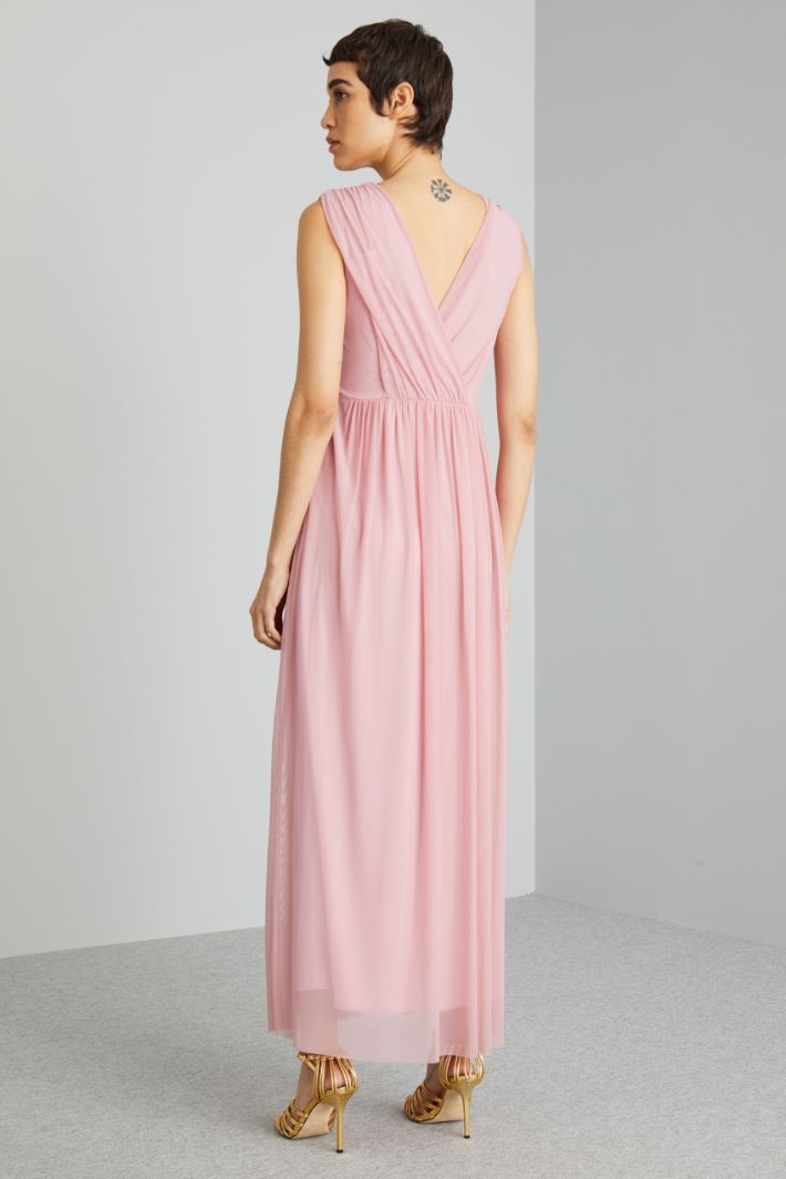 Abito in jersey tulle con cintura - ROSA - Fashion Market - 4