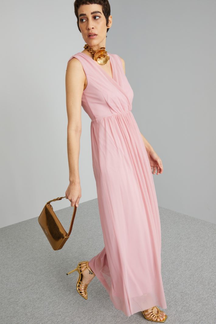 Abito in jersey tulle con cintura - ROSA - Fashion Market - 2