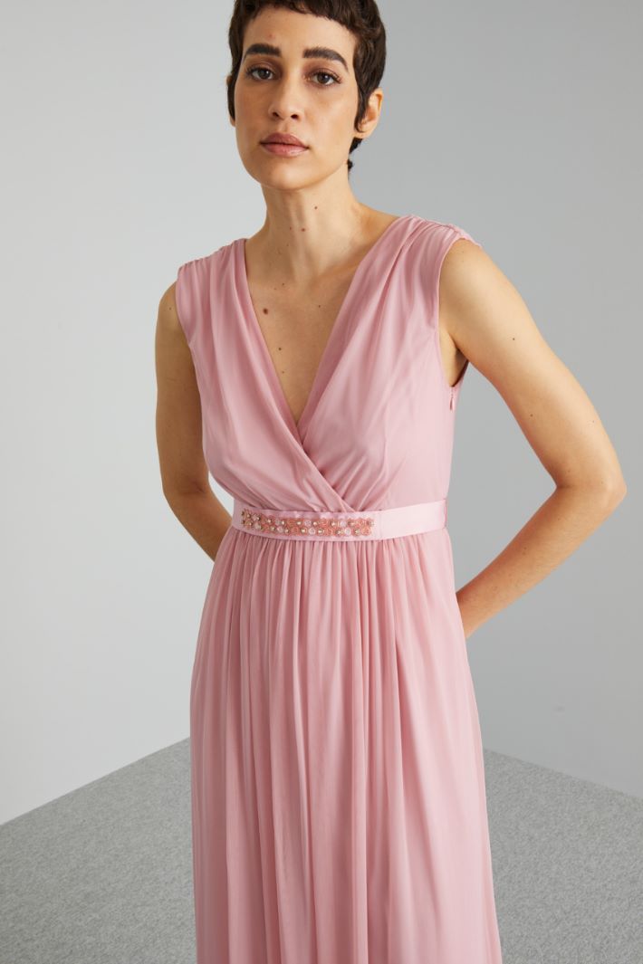 Abito in jersey tulle con cintura - ROSA - Fashion Market - 3