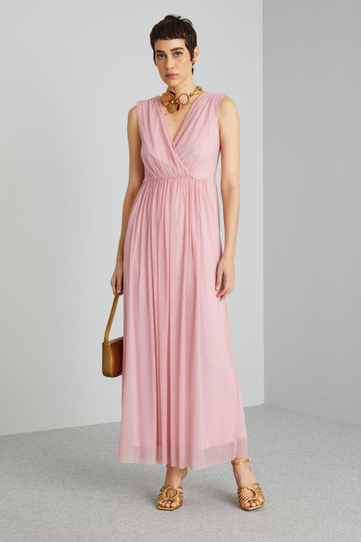 Abito in jersey tulle con cintura - ROSA - Fashion Market